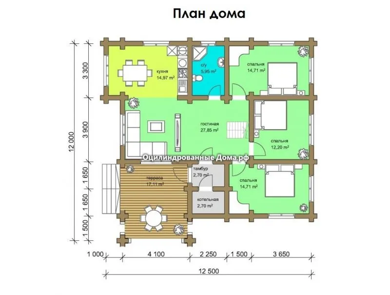 План дома с 3 спальнями двухэтажный