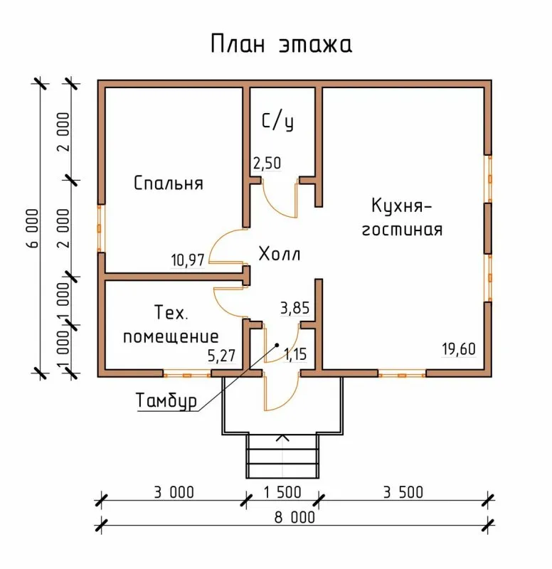 Планировка дома 4х8 одноэтажный