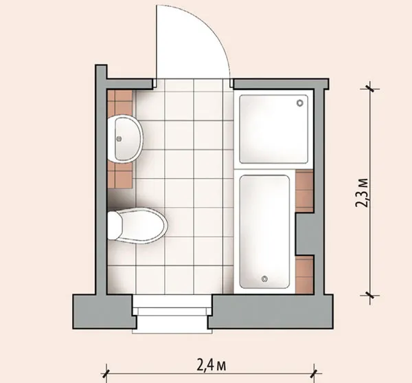 Планировка ванной 5,52 кв м