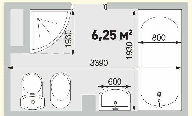 Планировка ванной 6,25 кв м