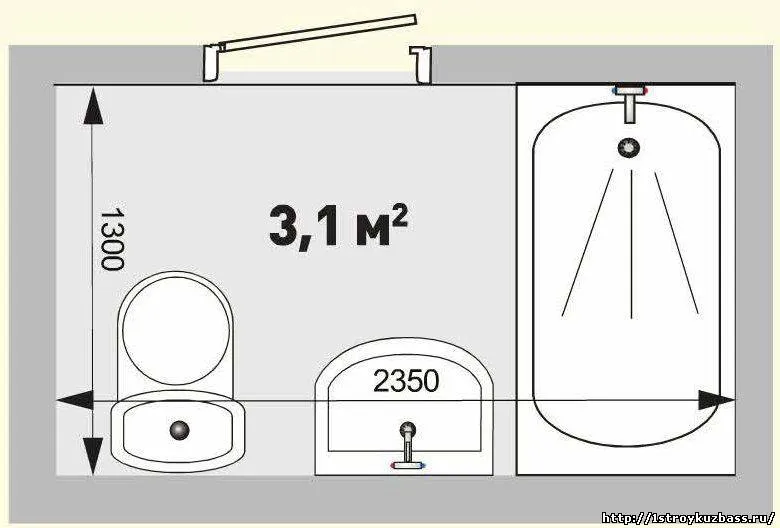 Планировка ванной 3.1 кв м