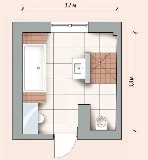 Планировка ванной 14 кв м