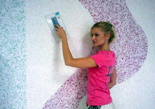 Обои с блестками для стен, блестящие полотна, нанесение жидких материалов на стену, фото и видео