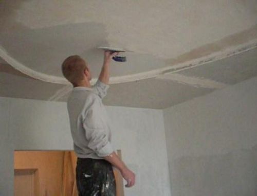 Шпаклевка под покраску потолка: видео-инструкция по монтажу своими руками, особенности финишного шпаклевания гипсокартонных потолочных конструкций, цена, фото