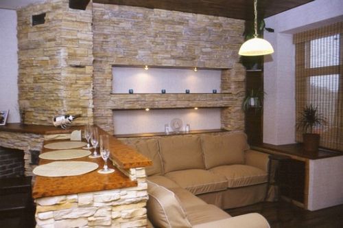 Внутренняя отделка камнем кухни, балкона (лоджии), дома, инструкция по монтажу, видео и фото