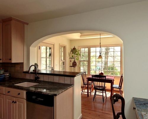 Арки между кухней и гостиной фото: дизайн зала, совмещенный интерьер, все виды арок