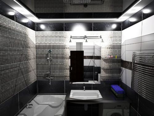 Черный натяжной потолок в ванной - преимущества и примеры