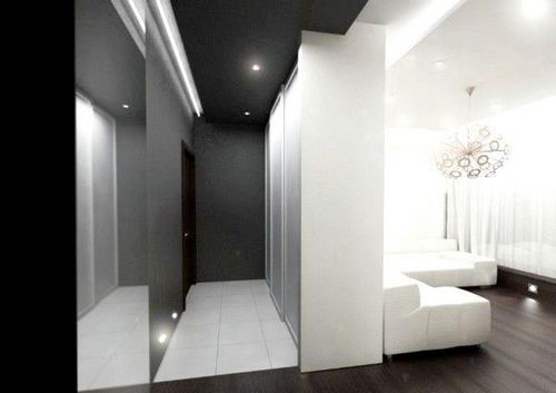 Черный потолок в интерьере, светлый пол, люстра белая потолочная, создание декора своими руками: фото инструкция и видео-уроки