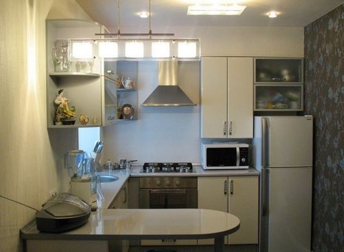 Дизаин кухни 9м: варианты меблировки и освещения