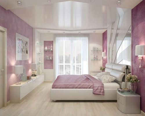 Дизайн натяжных потолков в спальне - фото различных вариантов