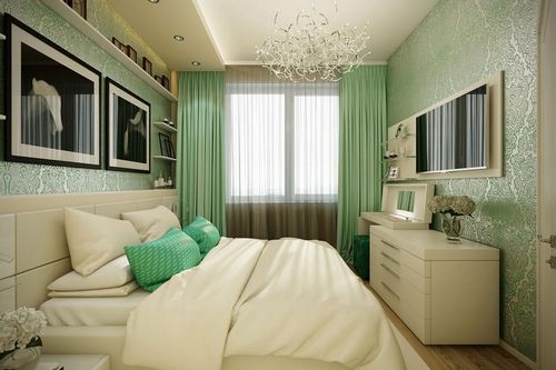 Дизайн спальни 17 кв. м фото: гостиная комната с современным интерьером, прямоугольная спальня, зонирование
