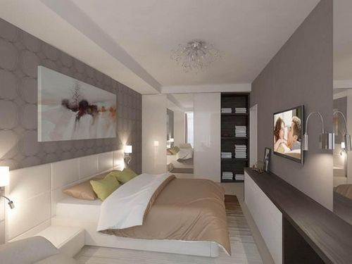 Дизайн узких спален: интерьер и фото, длинная вытянутая спальня, современная узкая мебель, как расставить