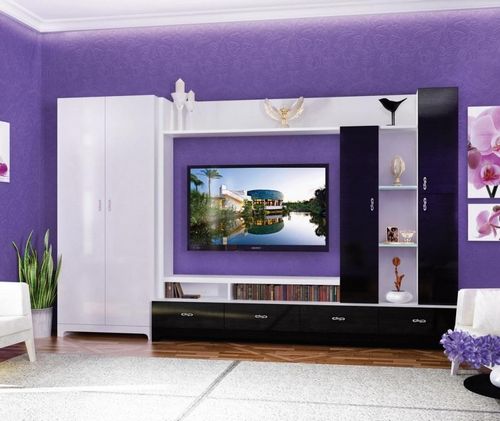 Глянцевые стенки в гостиную: мебель белая, фото поверхностей и фасадов, серя эмаль, металлик и слоновая кость