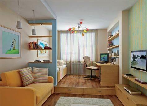 Гостиная и детская в одной комнате: совмещение сделать, теплая литературная комната, фото и дизайн, кровать