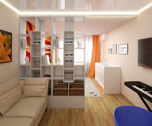 Гостиная и детская в одной комнате: совмещение сделать, теплая литературная комната, фото и дизайн, кровать