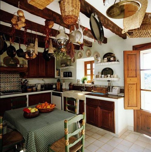 Интерьер кухни в деревянном доме, фото 