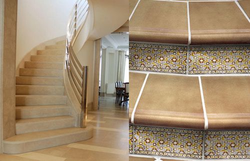Плитка на лестницу в доме: для ступеней внутри, фото тротуарной, керамическая облицовка, работа по отделке
