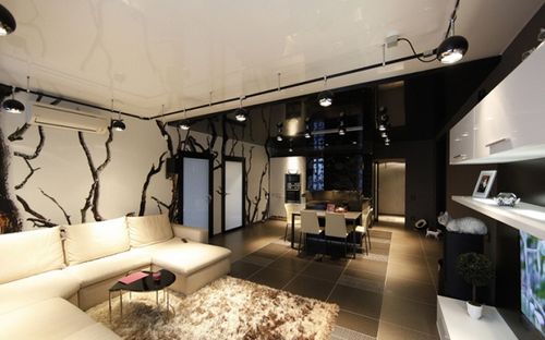 Потолок в гостиной-столовой - зонирование и особенности