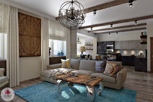 Потолок в гостиной-столовой - зонирование и особенности