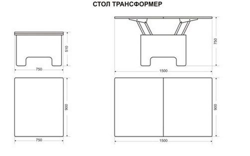 Стол трансформер кухонный своими руками: чертеж и изготовление
