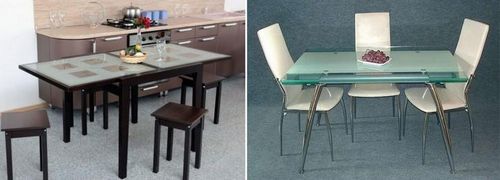 Столы для кухни стеклянные раздвижные: раскладные трансформеры, овальный и круглый, фото, видео