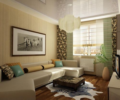 Угловые гостиные: стильный зал в квартире, варианты этажерок и пеналов, фото г-образной формы зала, дизайн стен