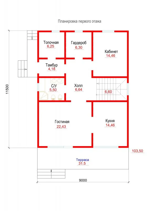 Планировка 1 этажного дома с цоколем