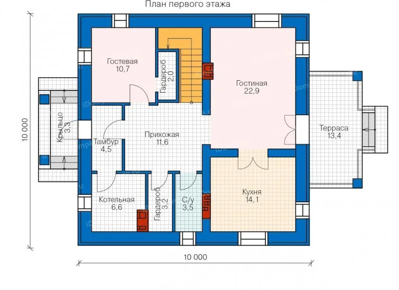 Одноэтажный дом 160м2 планировка с 4 спальнями
