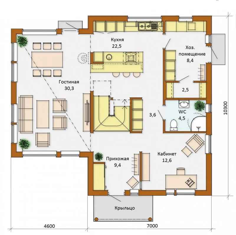 Планировка 1 этажного дома