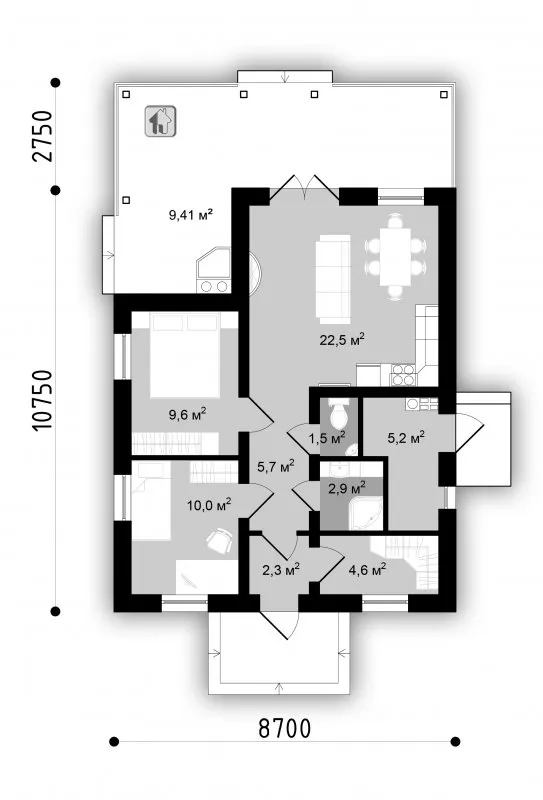 Планировка 2 этажного дома с эркером