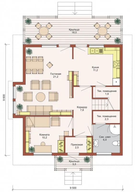 План первого этажа дом