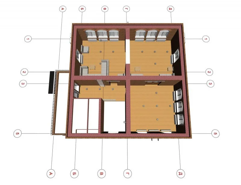 План первого этажа коттеджа с размерами