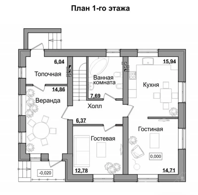 Планировка первого этажа дома