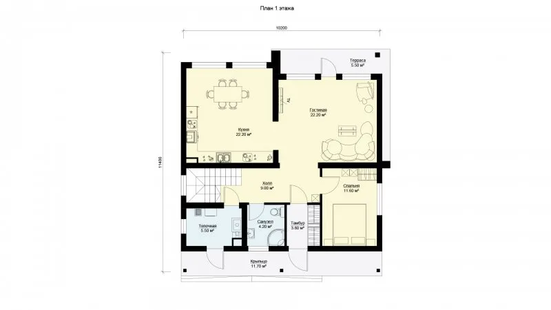 План первого этажа двухэтажного дома
