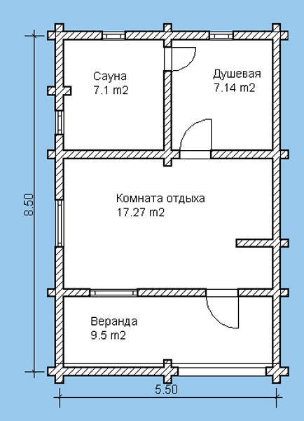 Планировка бани с комнатой отдыха