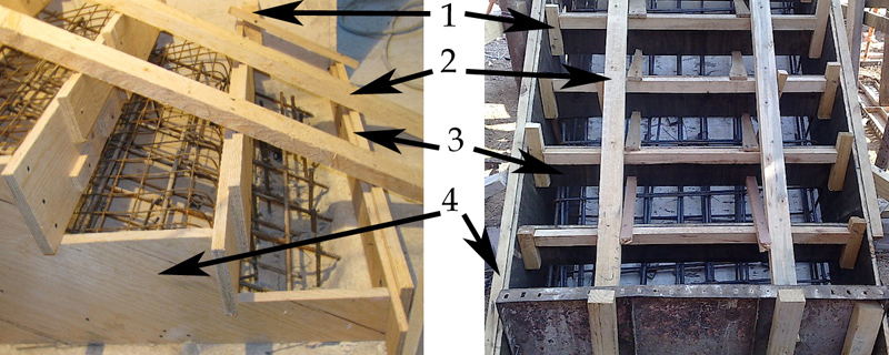 Элементы опалубки для одномаршевой лестницы
