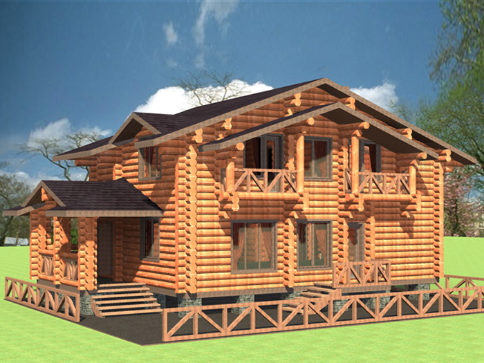 Визуализация проекта деревянного коттеджа