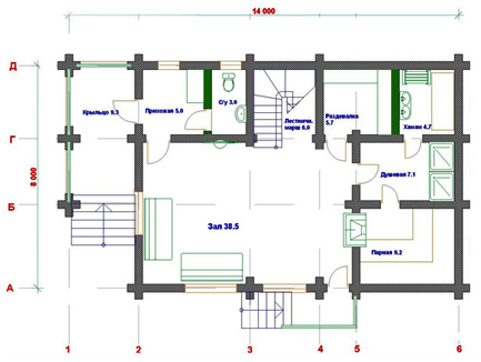 Поэтажный план деревянного дома из сруба