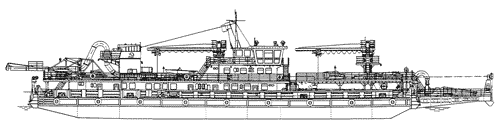 Земснаряд для добычи песчано-гравийных материалов с установкой для обогащения НСМ проекта 81390 (производство ОАО НПО 'Судоремонт', г. Нижний Новгород)