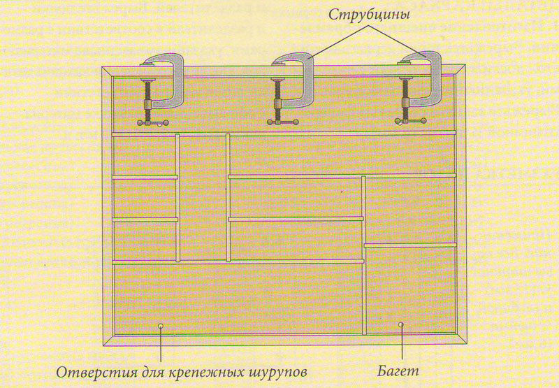 Крепление багета деревянного стеллажа