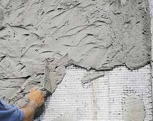 Штукатурка под бетон: видео-инструкция по монтажу своими руками, особенности покрытий для наружных работ, можно ли штукатурить пескобетоном, технология, цена, фото