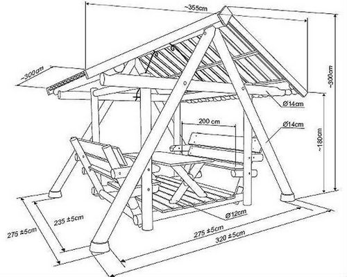 Чертежи беседок из дерева с размерами