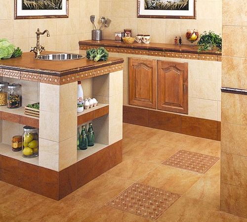 Дизайн плитки на пол на кухне: критерии выбора и декоративные свойства, схемы (фото и видео)