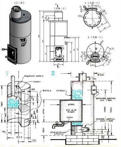 Печь в баню из вертикальной трубы