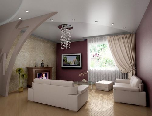 Потолки из гипсокартона фото для гостиной: двухуровневые с подсветкой, дизайн натяжных подвесных потолков