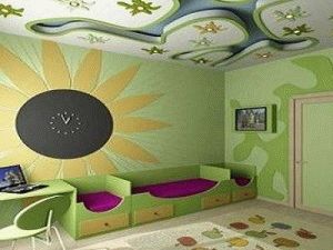 потолок в детской комнате фото гипсокартон