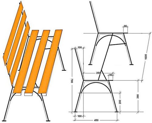 Садовая скамейка со спинкой своими руками: чертежи, фото-примеры