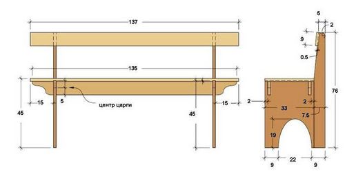 Садовая скамейка со спинкой своими руками: чертежи, фото-примеры