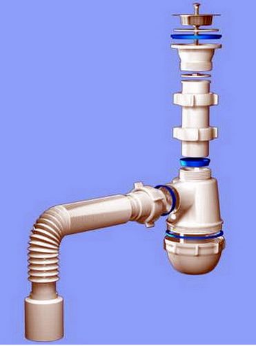 Сифон для раковины на кухню: двойное устройство слива с большой горловиной для кухонных моек
