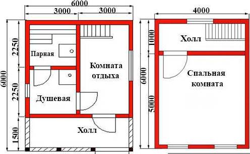 Типовые проекты бань 4х6 и 6х6